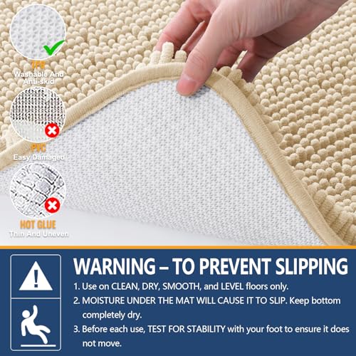 Arotive Bathroom Rugs 34x21, Extra Soft Absorbent Shaggy Chenille Bath Rugs, Machine Washable Rubber Backing Bath Mats for Bathroom Floor Tub and Shower, Home Decor Accessories, Beige - color: Beige, size: 34" X 21"
