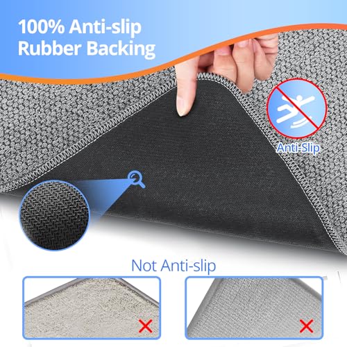 HOMTEB Toilet Rugs U Shaped Washable 24x20, Ultra Thin Toilet Rug Super Absorbent, Toilet Mat Rubber Backing Non-Slip, Toilet Mats Machine Washable Dry Quickly, Contour Bathroom Rugs for Toilet-Grey - color: Grey, size: 24" x 20" Contour Rug