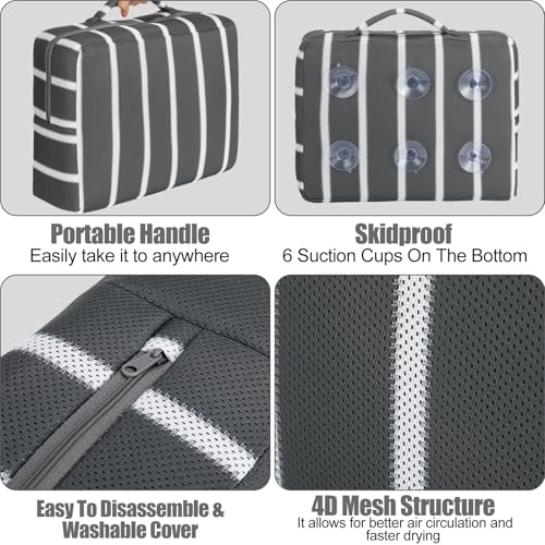 Threehoney 2 Pcs Hot Tub Booster Seat for Adults, 5 Inch 4D Mesh Spa Bathtub Booster Cushion with Suction Cups Micro Dot Quick Dry Non Slip Bottom Mat Tub Accessories for Indoor Outdoor(Mix-Color) - color: Mix-color
