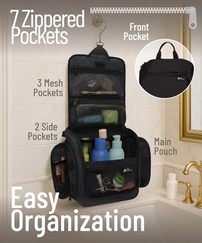 D&D Wanderlust D&D Hanging Travel Toiletry Bag for Men and Women – Cosmetics, Makeup and Toiletries Organizer Kit with 10 Compartments - color: Black