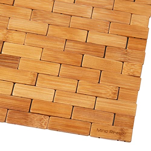 Mind Reader Bath Mat, Shower Mat, Bathtub Mat, Bathroom Accessory, Wood, Rayon from Bamboo, 23.5"L x 16.5"W x 0.4"H, Brown - style: Bath Mat