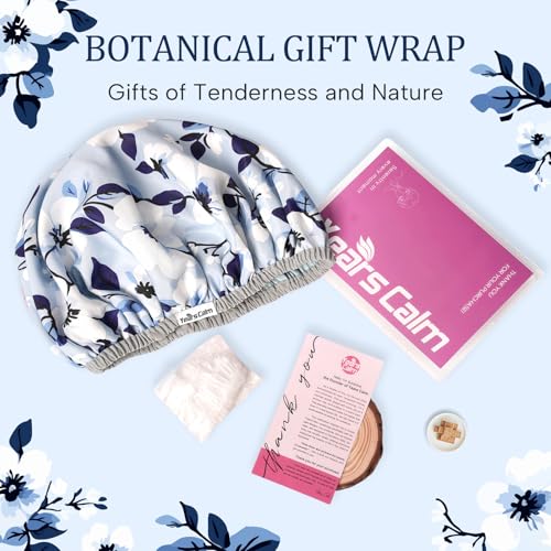 Years calm Shower Caps for Women Reusable Waterproof – Double Layer Elastic Cap with Tropical Botanical Print Shower Cap for Shower, Spa, Travel, Bath & Daily Hair Protection - color: Blue