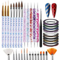 Artdone 38Pcs Nail Striping Tape Lines Kit With Nail Art Pens Dotting Tools And Liner Brushes For Gel Polish Small Detail Drawing Design Paint - color: 38Pcs Color Set