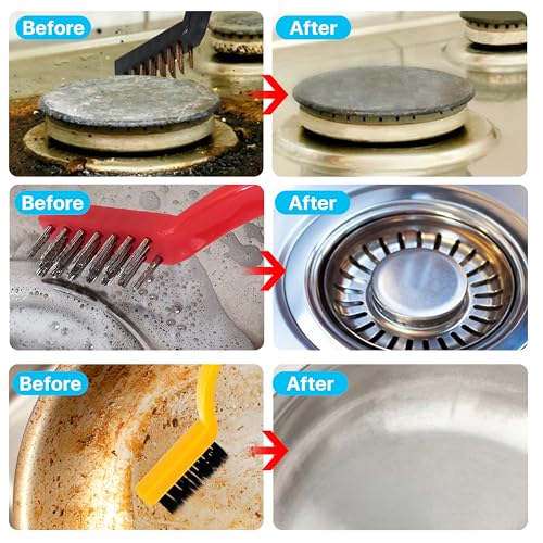 KUTO 12pcs Cleaning Brush Set, Straw Brushes,Hard Bristle Crevice Cleaning for Kitchen, Bathroom, Corner, Window, Faucets, Grout, Cup, Bottle