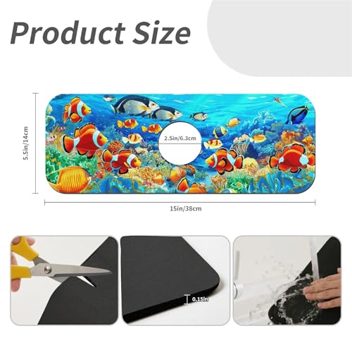 Faucet Fast Absorbent Pad - Beautiful Underwater World Drying Pad, Suitable For Kitchen, Bathroom, Island And Other Scenes - color: Beautiful underwater world