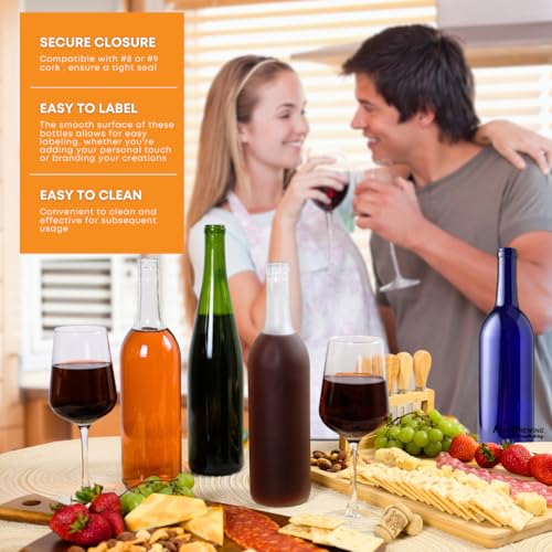 FastRack - 750ml Green Wine Bottles (Pack of 12) | W13 Stretch Hock Liquor Bottles | 750 ml Green Wine Empty Bottle for Drinks - NO CORKS INCLUDED - color: Green