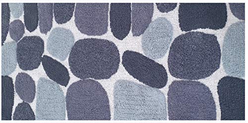 THE BEER VALLEY Pebble Bath Runner Rug 2x5 Feet - Grey Charcoal | Non Slip Cotton Runners for Bathroom, Washable Absorbent Long Bath Floor Rugs - color: Grey/Charcoal, size: 24 x 60 inches
