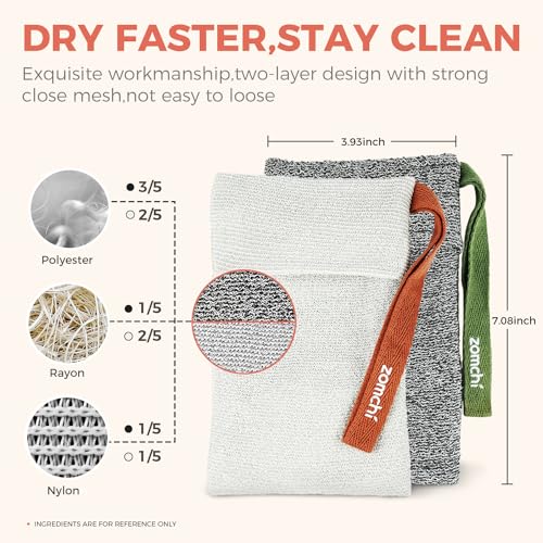 ZOMCHI 2 Pieces Different Roughness Soap Pouch and Soap Saver Pocket for Use in Shower, Body Scrubber Shower Sponge, Premium Exfoliating Soap Bag - style: Gentle and Deep Exfoliating