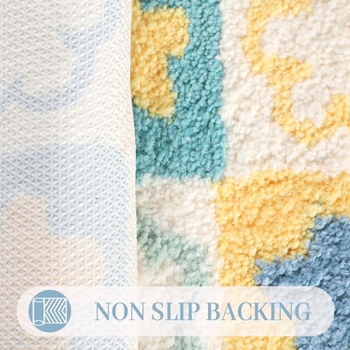 Flower Toilet Rug U Shaped, Soft Bathroom Toilet Rug Non Slip Bath Mat Absorbent Machine Washable 20 x 22 Inches, Colorful Flowers - color: Flowers