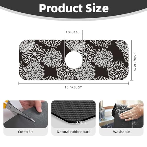 Floral 15" X 5.5" Kitchen Sink Splash Guard Faucet Faucet Guard Draining Mat Sink Splash Guard Faucet Kitchen Bathroom - color: Floral