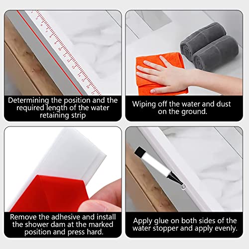 Silicone Shower Threshold Water Dam, Kitchen Sink Splash Guard, Shower Barrier Water Dam(67inch) - color: Gray, style: 67Inch