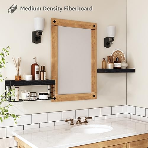 QEEIG Bathroom Shelves Over Toilet - Wall Mounted Floating Shelves Toilet Paper Storage Small Farmhouse Decor Shelf 16 inch Set of 2, Black (019-B2) - color: B. Black, size: 2pcs