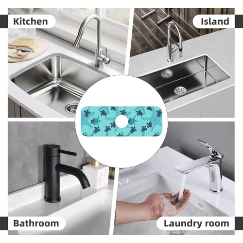 Summer Sea Turtle Ocean 15" X 5.5" Kitchen Sink Splash Guard Faucet Faucet Guard Draining Mat Sink Splash Guard Faucet Kitchen Bathroom - color: Summer Sea Turtle Ocean