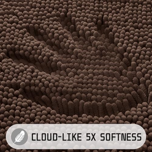 Yimobra Large Bathroom Rugs 36"x24", Non Slip Bath Mat for Tub, Shaggy Rug Floor Carpet, Extra Soft Super Absorbent Quick Dry, Machine Washable,Brown - color: Brown, size: 36" X 24"