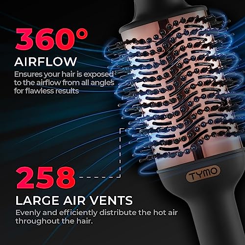 TYMO Hair Dryer Brush Blow Dryer Brush in One, 4 in 1 Ionic Hairdryer and Styler Volumizer with Oval Titanium Barrel, Hot Air Straightener for Smooth Frizz-Free Blowout, Gold, 2.85 Inch - color: Gold, size: 2.85 Inch