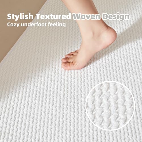 TYUU Bathroom Rugs Non Slip Washable, Super Absorbent Thin Bath Mat Quick Dry Low Pile Bathroom Rug, White 20"x48" - color: White, size: 1'8" X 4' (Rectangular)