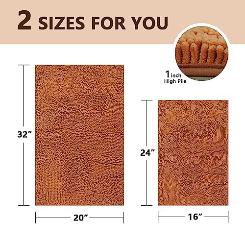 BOANKODU Bathroom Rugs Sets 2 Piece, Extra Soft Chenille Bath Mat Absorbent Bathroom Rug, Bathroom Mat with Sturdy PVC Non-Slip Bottom, Machine Washable Bath Rugs (Champagne) - color: Champagne, size: 16" x 24" + 20" x 32" (Rectangular)