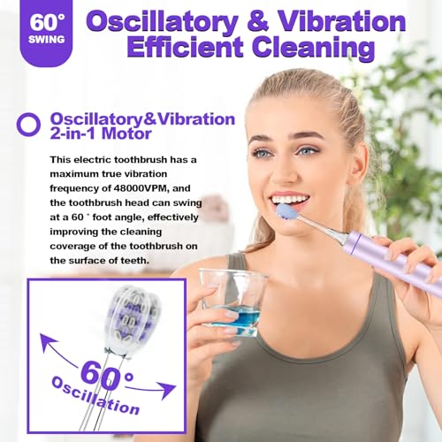 Metal Electric Toothbrush with UV Mode, Vibration and Oscillation Electric Toothbrush for Adults, 6 Brush Heads & Travel Case & Dust Cover, 5 Modes & Built in Timer, One Charge Last 120 Day（Rose） - color: Rose
