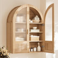INNOD 4-Tier Arched Bathroom Wall Cabinet with Adjustable Wood Shelves, Over the Toilet Storage Cabinet with Acrylic Doors, Medicine Cabinet for Laundry Room & Living Room Kitchen (Natural Oak)