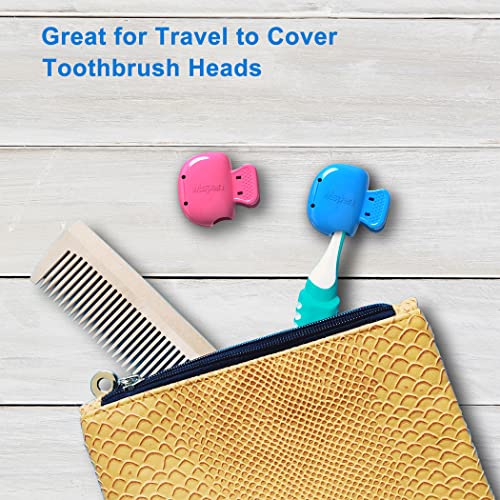 Mspan Toothbrush Protector Clip Pod: Tooth Brush Head Pods Compatible with Oral-B Philips Colgate for Manual & Electric Toothbrush - 2 Packs - color: Dark Pink, Blue, size: 2 Count (Pack of 1)