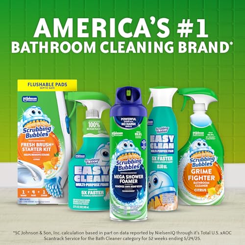 Scrubbing Bubbles Flushable Toilet Bowl Wand Cleaner Refills, Fresh Brush Cleaner Toilet Refill Pads, Removes Limescale & Odors, Citrus Scent, 10 Count (Pack of 1) - size: 10 Count (Pack of 1), style: Refill
