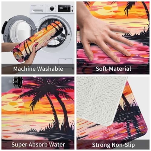 Bath Mat Flamingo Sunset Palm Trees Beach Quick Dry Bathroom Rugs Non Slip Absorbent Shower Flannel Rug Floor Mat for Bathroom,Bathtub,Sink,Bedroom,16"X24" - color: Cay12