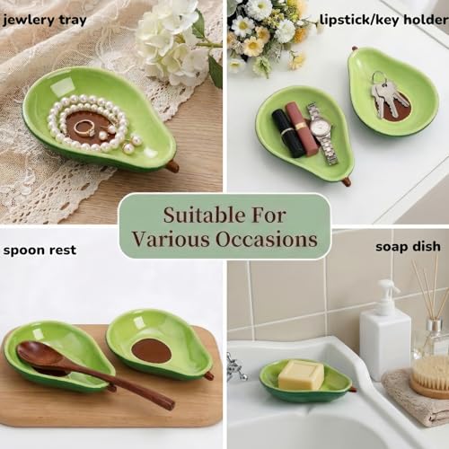 Tlence 4 Pack Cute Avocado Candy Dish for Office Desk, 6 OZ Small Ceramic Candy Bowl for Office, Mini Dipping Bowls for Charcuterie Board, Decorative Catchall Key Bowl for Entryway Table