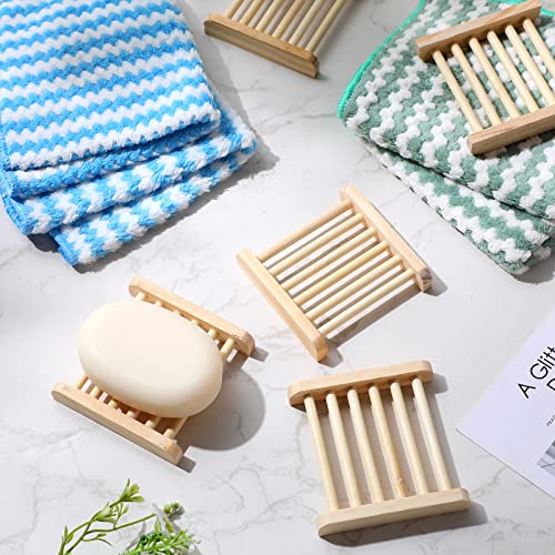 Amyhill 25 Pcs Bamboo Wood Soap Dish Bulk Bathroom Wooden Soap Holder Savers Self Draining Dishes Handcraft Tray, 3.3 x 3.3 x 0.67 Inch (Wood Color) - color: Wood Color