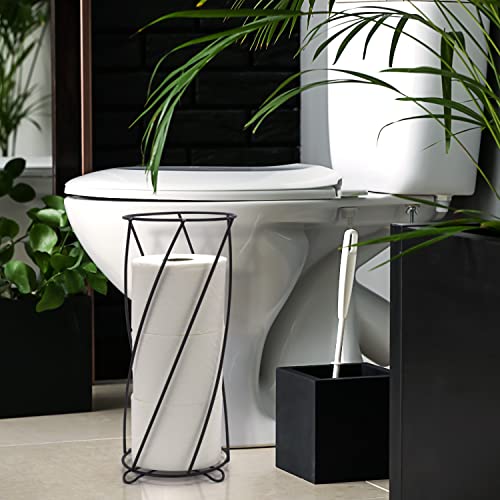 BROOKSTONE, Stylish Toilet Paper Holder, Freestanding Bathroom Tissue Organizer, Minimalistic Storage Solution, Modern Trending Design [Holds MEGA Rolls] - color: Matte Black Spiral