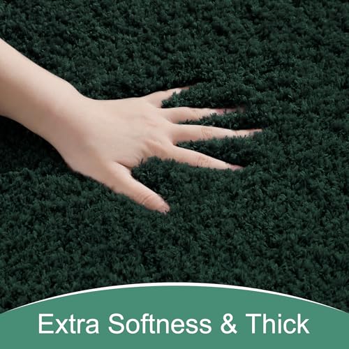 AROGAN Luxury Long Bathroom Runner Rug, 24x17 Inch Thick Soft and Absorbent Non Slip Bath Mat, Rubber Backing Quick Dry Rugs Carpets, Machine Washable Plush Mats for Shower Floor, Deep Green - color: Deep Green, size: 1'5" X 2' (24" X 17")
