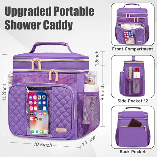 Tealari Large Toiletry Bag for Women Men,Bathroom Bag,Water Resistant Shower Bag,Makeup Bag,Portable Shower Caddy for College Dorm,Hanging Travel Toiletry Bag with Transparent Waterproof Phone Pocket - color: Purple
