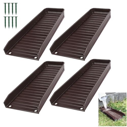 Gutter Downspout Extensions, Rain Gutter Downspout Splash Block,Drain Water Downspout Diverter, Gutter Splash Guards for Rainwater Drainage,16.3Inch (Brown-4 Pack) - color: Brown-4 Pack