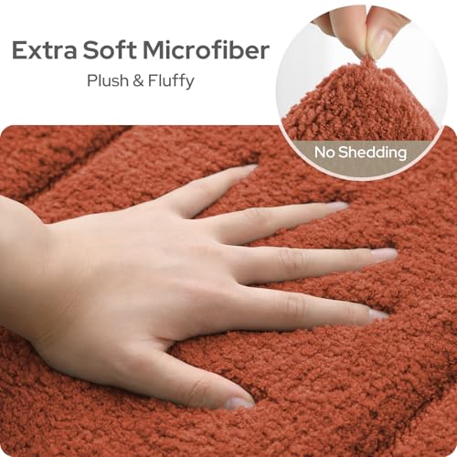 HOMEIDEAS Bathroom Rugs Sets 2 Piece, Extra Soft and Absorbent Microfiber Plush Bath Mat with Non Slip Backing(Burnt Orange) - color: Burnt Orange