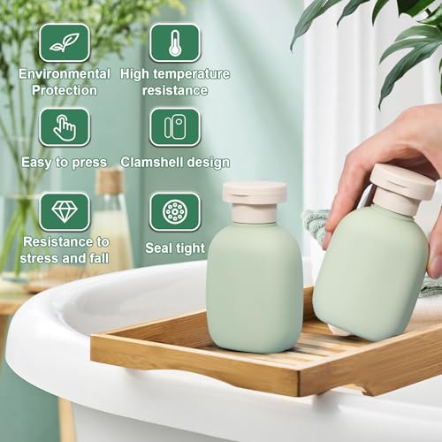 3.4 oz Small Plastic Travel Shampoo Bottles, Empty Plastic Squeeze Bottles with Flip Cap for Toiletries, Leakage-proof Travel Shampoo and Conditioner Bottles (4 pack, Green) - color: Green, size: 3.4 ounces