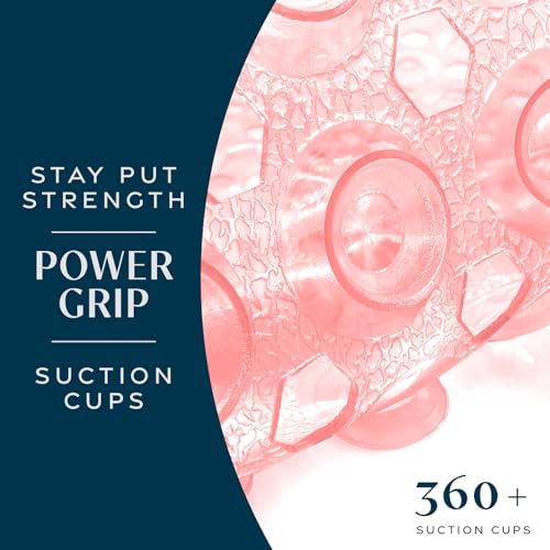 SlipX Solutions Power Grip Bathtub Safety Mat | Precision Grip Technology for Longer, Stronger, & Softer Wet Surface Protection | Clear Coral 39"x16" - color: Clear Coral