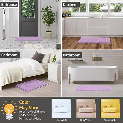 LuxUrux Bath Mat-Extra-Soft Plush Bath Shower Bathroom Rug,1'' Chenille Microfiber Material, Super Absorbent Shaggy Bath Rug. Machine Wash & Dry (20 x 20 inch, Lavender) - color: Lavender, size: 20'' X 20'' U
