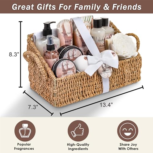 Aqua Elegante Bath Spa Gift Set - 15 Piece Premium Basket with Wash, Bubble Bath, Lotion, Salts, Body Scrub, Towel, Shower Puff, Bathbombs, Reusable Basket, Gifts for Women - Coconut & Vanilla - size: 15 Piece Set (Reusable Basket)