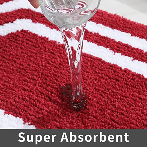 COSY HOMEER Extra Thick Bath Linen Sets Rugs - Anti-Slip Bath Mats Soft Plush 100% Strong Polyester Living Room Bathroom Water Absorbent(Red,20x32 - Inches) - color: White/Red, size: 1'8" x 2'8" (Oval)
