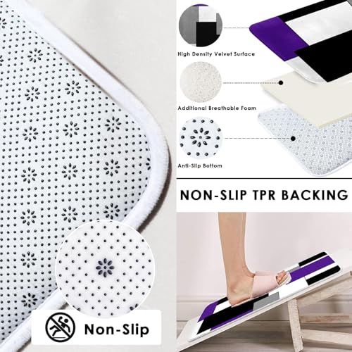 Purple Geometric Shower Curtain Set with Toilet Lid Cover and Non-Slip Rugs for Bathroom, Grey Black White Checkered 4 Pcs Shower Curtain, Abstract Modern Bathroom Set with 12 Hooks - color: Abstract Geometric Purple