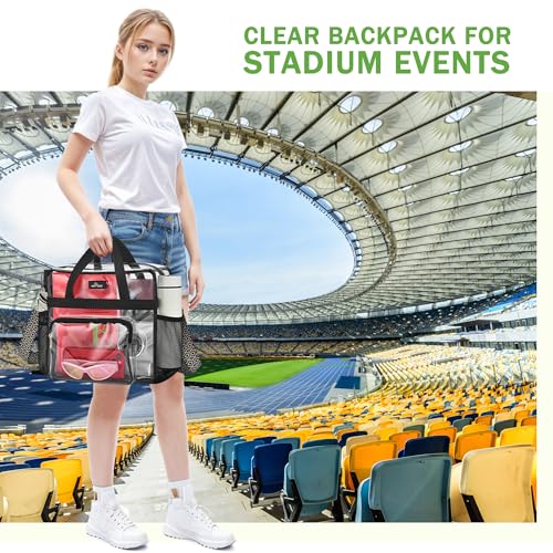MAY TREE Clear Bag for Stadium Events, 12×6×12 Clear Tote Bag with Removable Strap, Transparent Bag for Concert Sports Gym, Wave-Strap - color: Wave-Strap