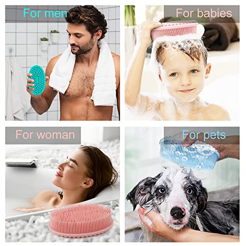 3 Pack Silicone Body Scrubber, Soft Silicone Loofah Exfoliating Body Scrubber, Silicone Body Brush Bath Shower Scrubber for Body, 2 in 1 Bath and Shampoo Wash Brush for Skin Exfoliation Men Women - size: Pink+Blue+Green