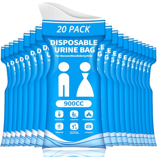 Disposable Urine Bag for Travel - 900ML Portable Pee Bags for Women Men 8/12/20/24/28 PCS Emergency Vomit Bags Urinal Toilet for Car Camping, Road Trip,Traffic Jam, Pregnant, Kid, Patient - color: Blue, size: 9.1"x5.4"x3.6"(20-Pack)