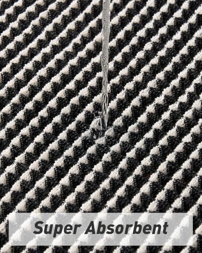 AMOAMI Upgraded Waffle Bath Mat, Super Absorbent Non Slip Bath Mats for Bathroom Floor, Machine Washable Bathroom Rugs with Tassels, Rubber Backed Bathroom Mats, Ultra Soft, 18" x 30",Black & Cream - color: Black & Cream, size: 1'6" x 2'6" (Rectangular)
