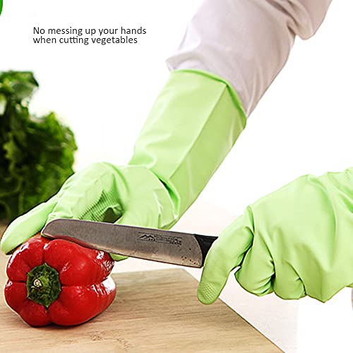 Alimat PluS 3 Pack Reusable Cleaning Gloves Latex Free, Dishwashing Rubber Gloves for Cleaning, Waterproof Household Gloves for Laundry, Gardening (Medium, Without Liner) - color: Red+green+orange, size: Medium (Pack of 3)