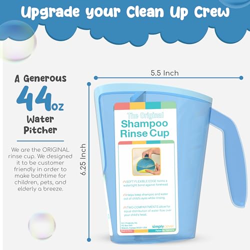 Shampoo Rinse Cup for Kids | Baby Bath Pail | Tear Free Baby Rinser Pail - Three Color Choices - color: Blue