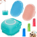 Comotech 6PCS Dog Bath Brush & Dog Toothbrush | Adjustable Handle Shampoo Brush & Scrubber for Short & Long Haired Dogs & Cats | Effectively Solve Odor & Stain Removal Problems (Blue Red Blue) - color: Blue Red Blue
