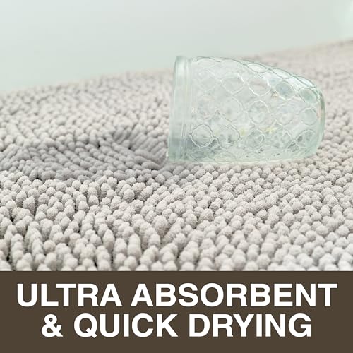 Neater Home Plush Bathroom Rugs 36x24 Thick Chenille Quick Dry Microfiber Absorbent Bath Mat, Soft Bath Rugs, Machine Washable Bathroom Floor Mat for Tub Shower Sink, Home Decor Accessories, Gray - color: Grey, size: 36" x 24"