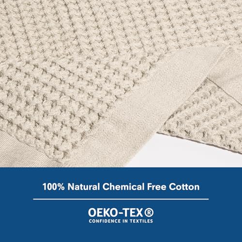 ONSEN Supima Cotton Waffle Bath Mat – Bathroom Rug, Washable Rug, Bathroom Floor Mat – Ultra-Absorbent, Quick-Dry, Soft & Durable Luxury Cotton - Oatmeal, 20x30 in - color: Oatmeal