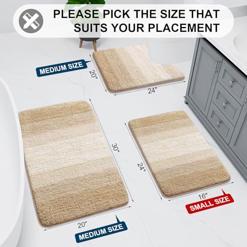 Arotive Bathroom Rugs Sets 2 Piece, Soft Absorbent Microfiber Bath Mats and U-Shaped Contour Toilet Rug, Machine Washable Dry Bath Mats for Bathroom, 30x20 and 24x20, Camel - color: Camel, size: 30" X 20" + U Shape 24" X 20"