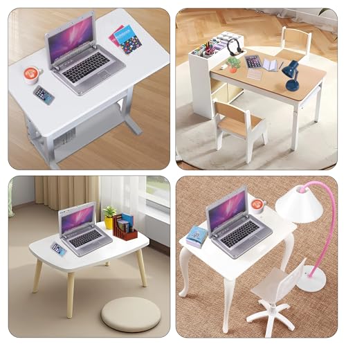 DIYDEC 17pcs Dollhouse Laptop Accessories 1:12 Scale Miniature Laptop Computer Tablet Phone Book Coffee Headset Pen Tiny Stuff Doll House Miniatures Play Figurines Accessories - color: Dollhouse Laptop Set